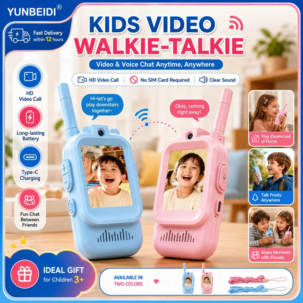 2PCS Kids Video Walkie Talkies USB Charging Indoor and Outdoor High