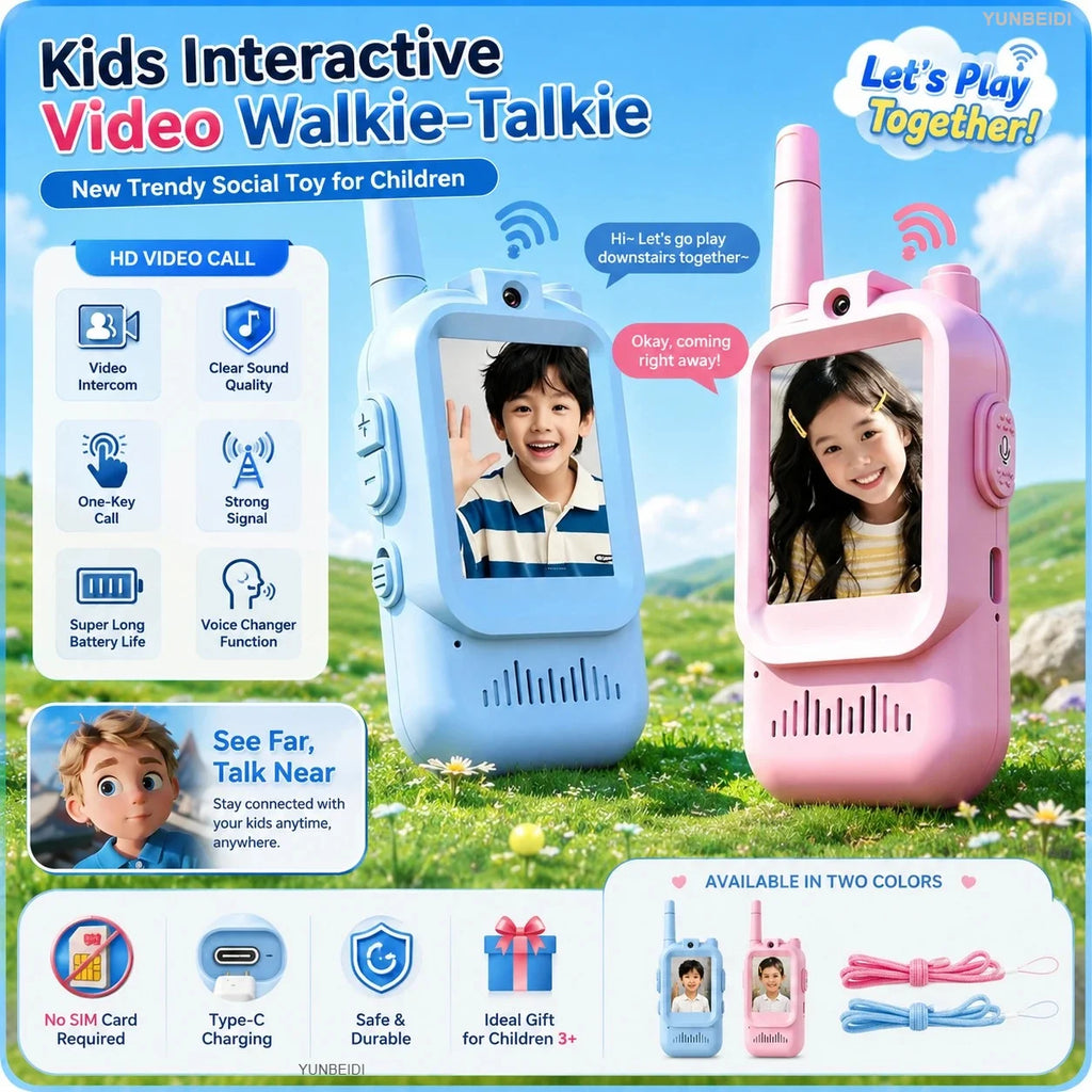 2PCS Kids Video Walkie Talkies USB Charging Indoor and Outdoor High