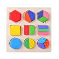 Wooden Geometric Shapes Montessori Puzzle Sorting Math Bricks