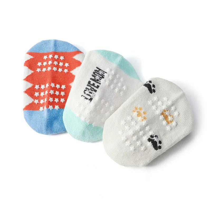 6 Pairs Kids Socks Cartoon Animal Pattern Cotton Non-Slip Floor Socks