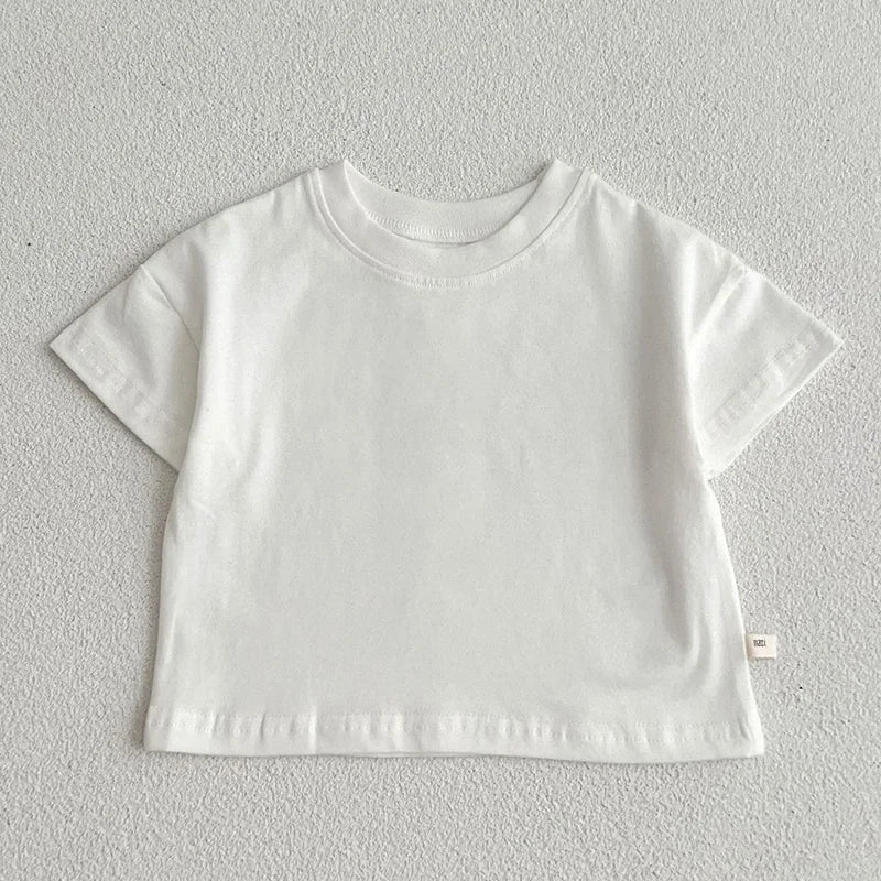 Summer Baby Boys Girls T-shirt Toddler Solid Color Top Clothes Korean