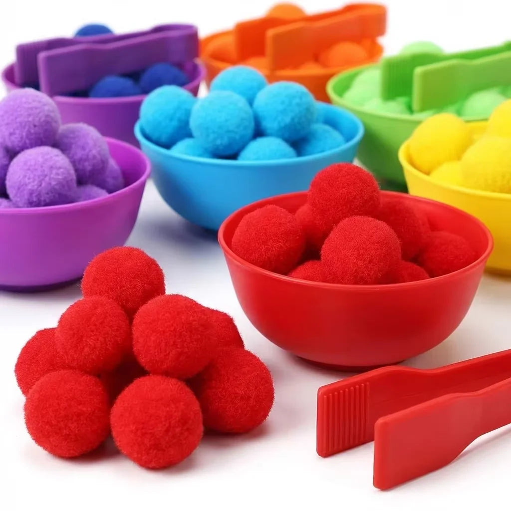 30-68PCS Kids Sorting Counting Toy Rainbow Color Classification Bowls