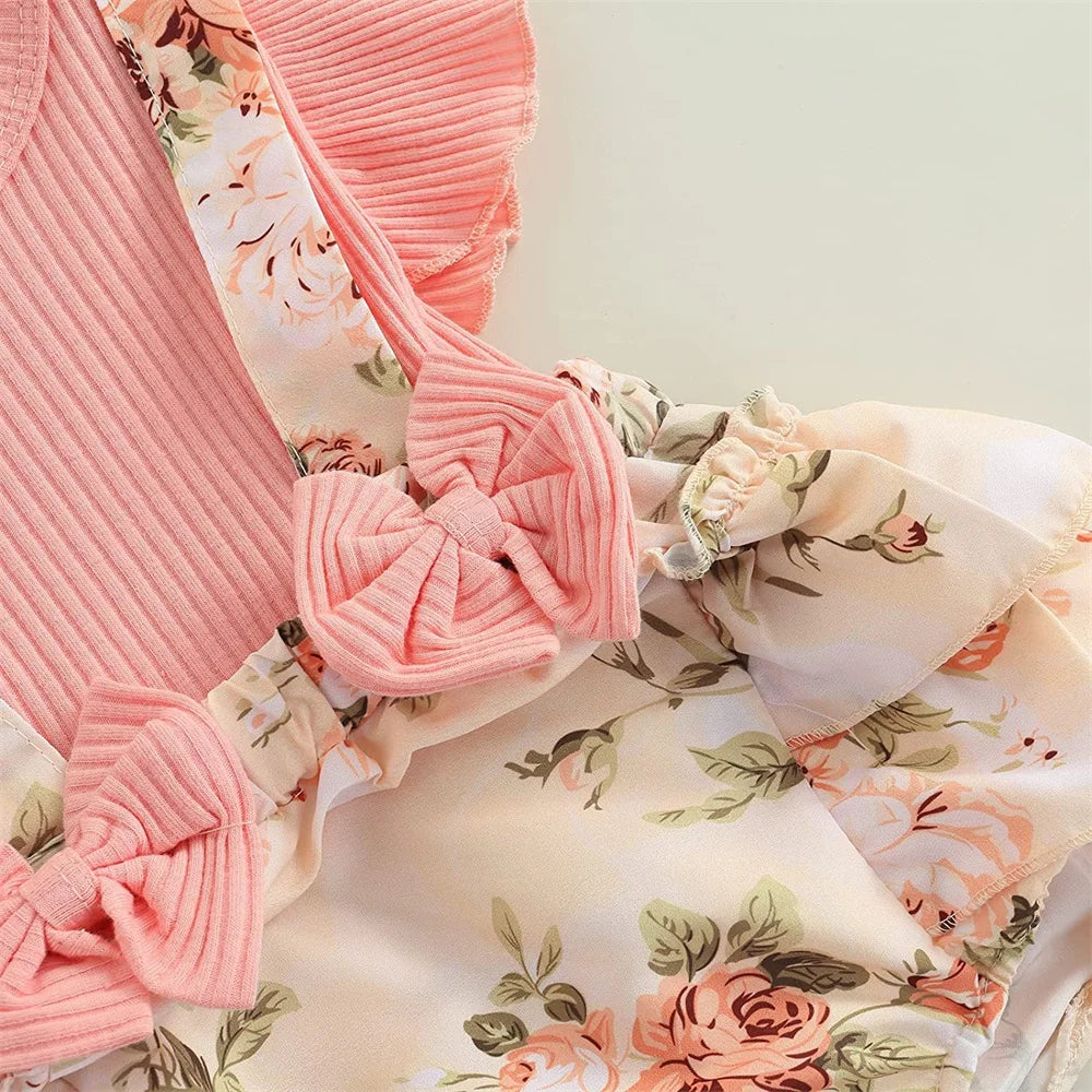 Kids Dress For Cotton Ruffle Sleeve Cute Butterfly Floral Summer