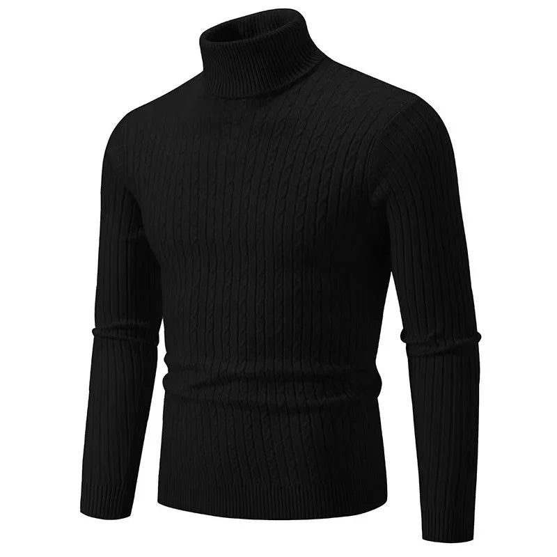 2026 New Men's High Neck Sweater Solid Color Pullover Knitted Warm Casual Turtleneck Sweatwear Woolen Mens Winter Outdoor Tops