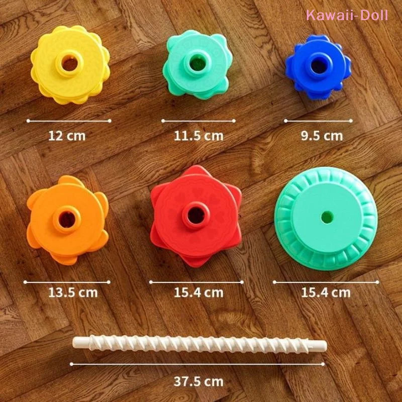 Baby Spinning Stacking Puzzle Toy Montessori Rotating Rainbow Tower