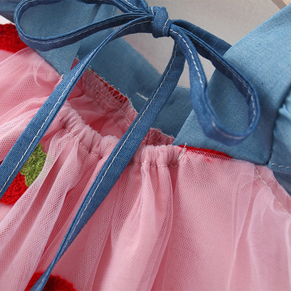 Baby Girl Dress Summer Cherry Mesh Girl's Dress Cute Beach Baby Dress