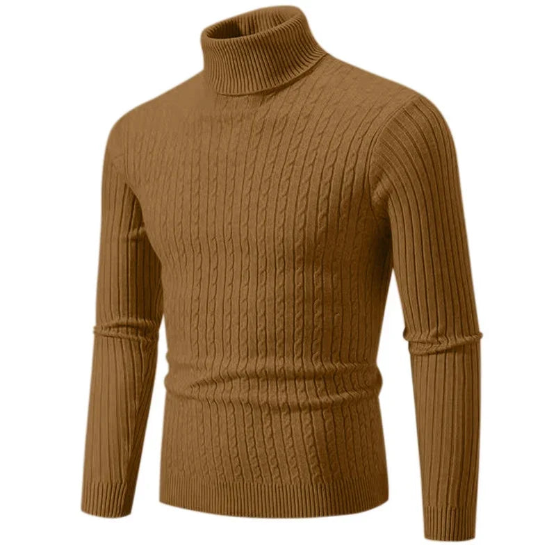 2026 New Men's High Neck Sweater Solid Color Pullover Knitted Warm Casual Turtleneck Sweatwear Woolen Mens Winter Outdoor Tops