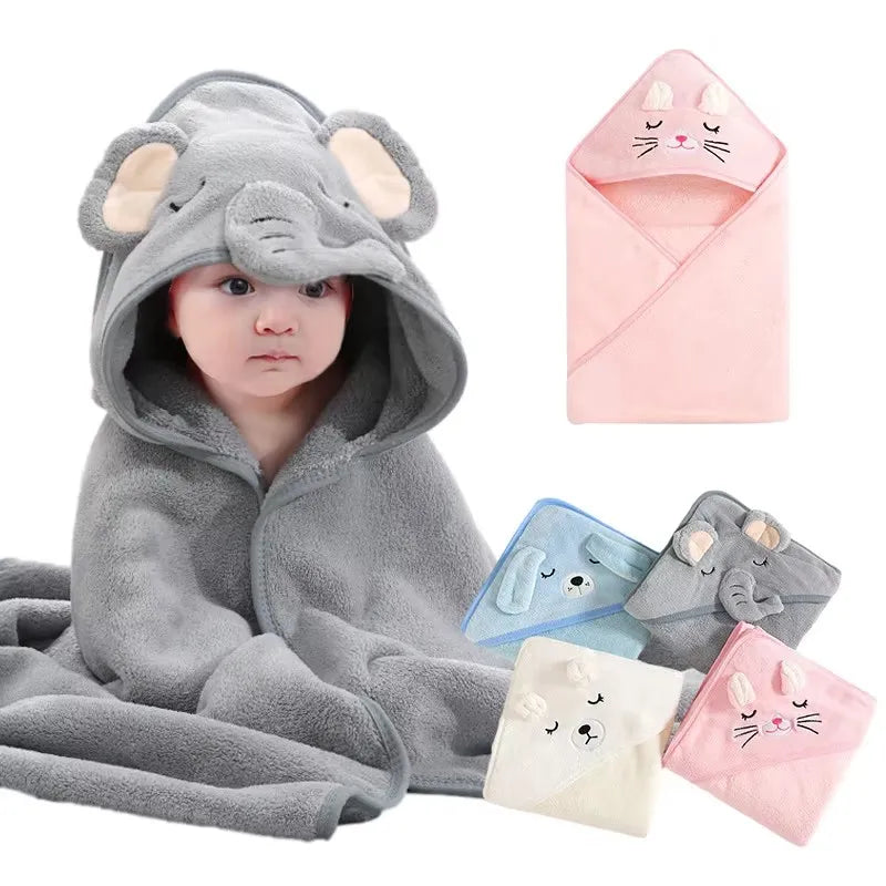 Cartoon Baby Bath Towels Soft Newborn Hooded Towel Blanket Cute Toddler