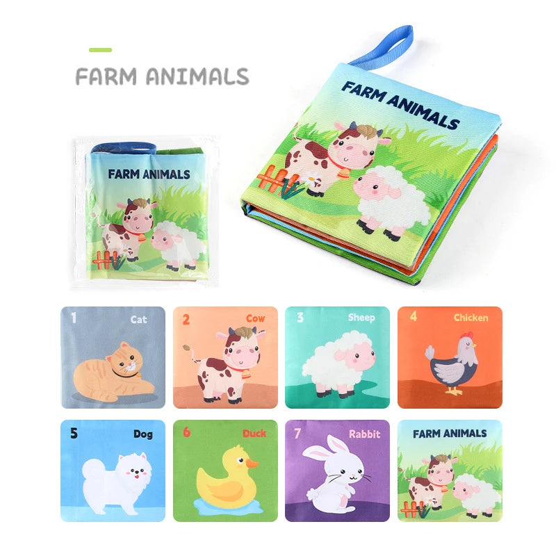Soft Baby Books Toy Montessori 3D Touch Feel High Contrast Cloth Book