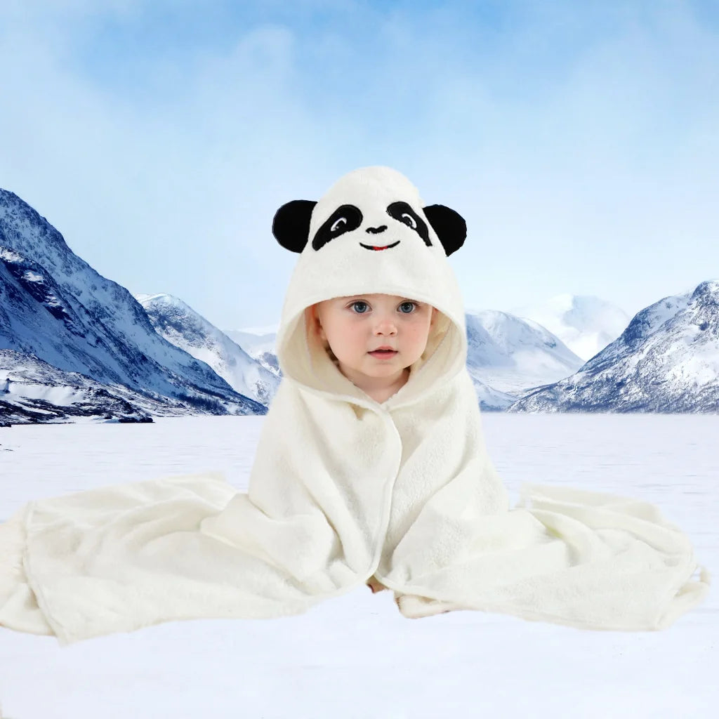 Cartoon Baby Bath Towel Infant Soft Bathrobe Hooded Swaddle Towel