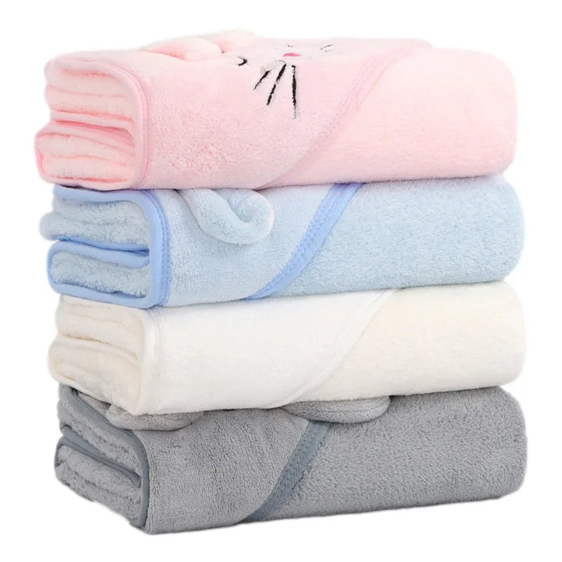 Cartoon Animal Baby Bath Towels Soft Newborn Hooded Towel Blanket