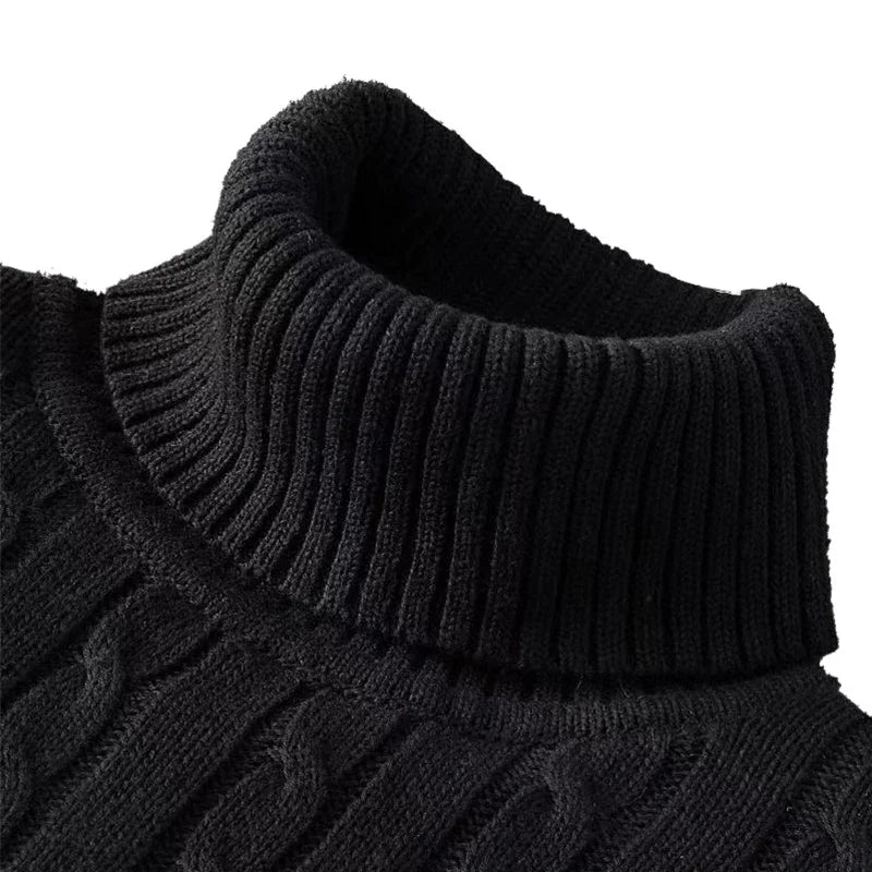 2026 New Men's High Neck Sweater Solid Color Pullover Knitted Warm Casual Turtleneck Sweatwear Woolen Mens Winter Outdoor Tops