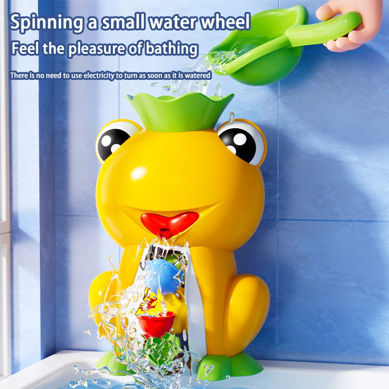 Baby Bath Toy Children Playing In Water Frog Water Wheel Bathroom