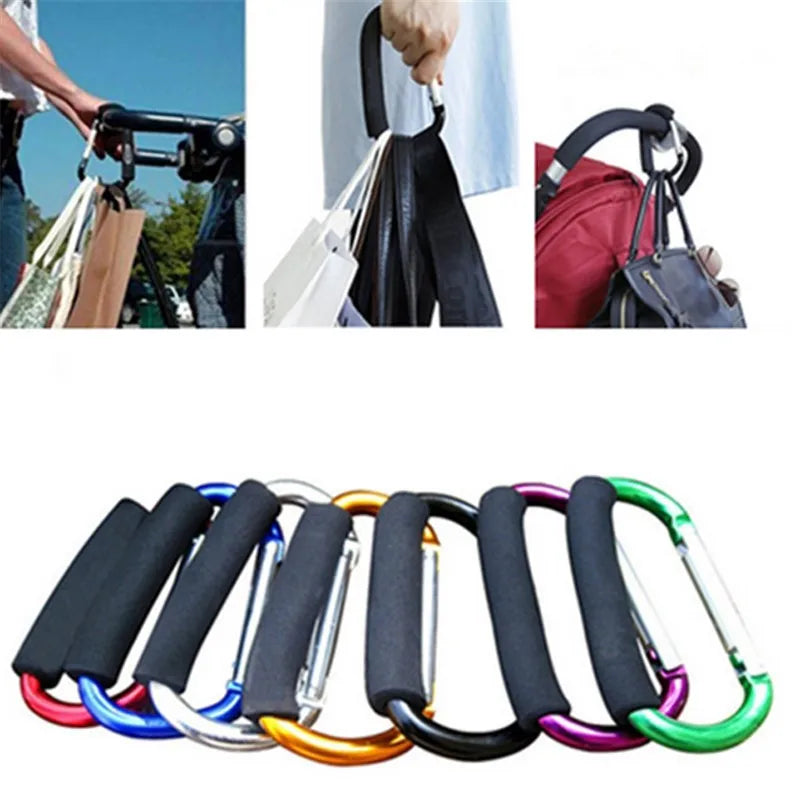 Large Carabiner Stroller Hooks Organizer Aluminum D Ring Spring Snap