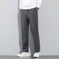 Ice Silk Men's Pants 2025 Summer New Black Gray Thin Business Casual Pants Outdoor Elastic Breathable Straight Leg Sweatpants