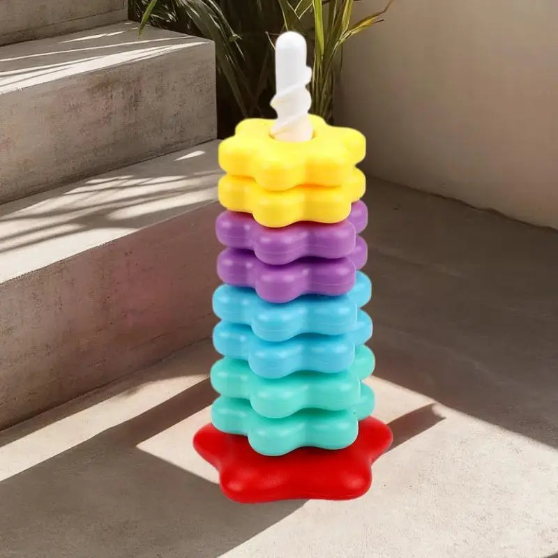 Baby Montessori Rotating Rainbow Tower Spinning & Stacking Puzzle Toy