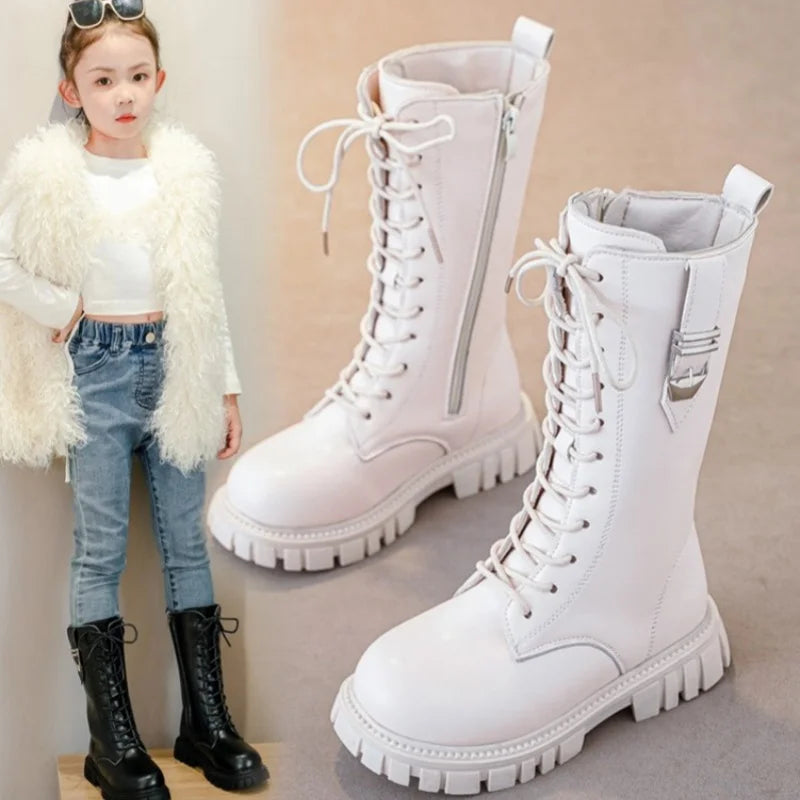 Elegant Zipper Baby Girl Casual Fashion Boots Autumn/winter Round Toe
