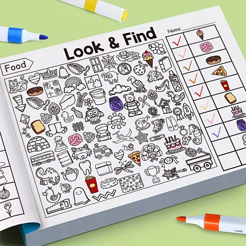 Children's Hidden Objects Coloring Book, with 100+ Find& Color Pages-