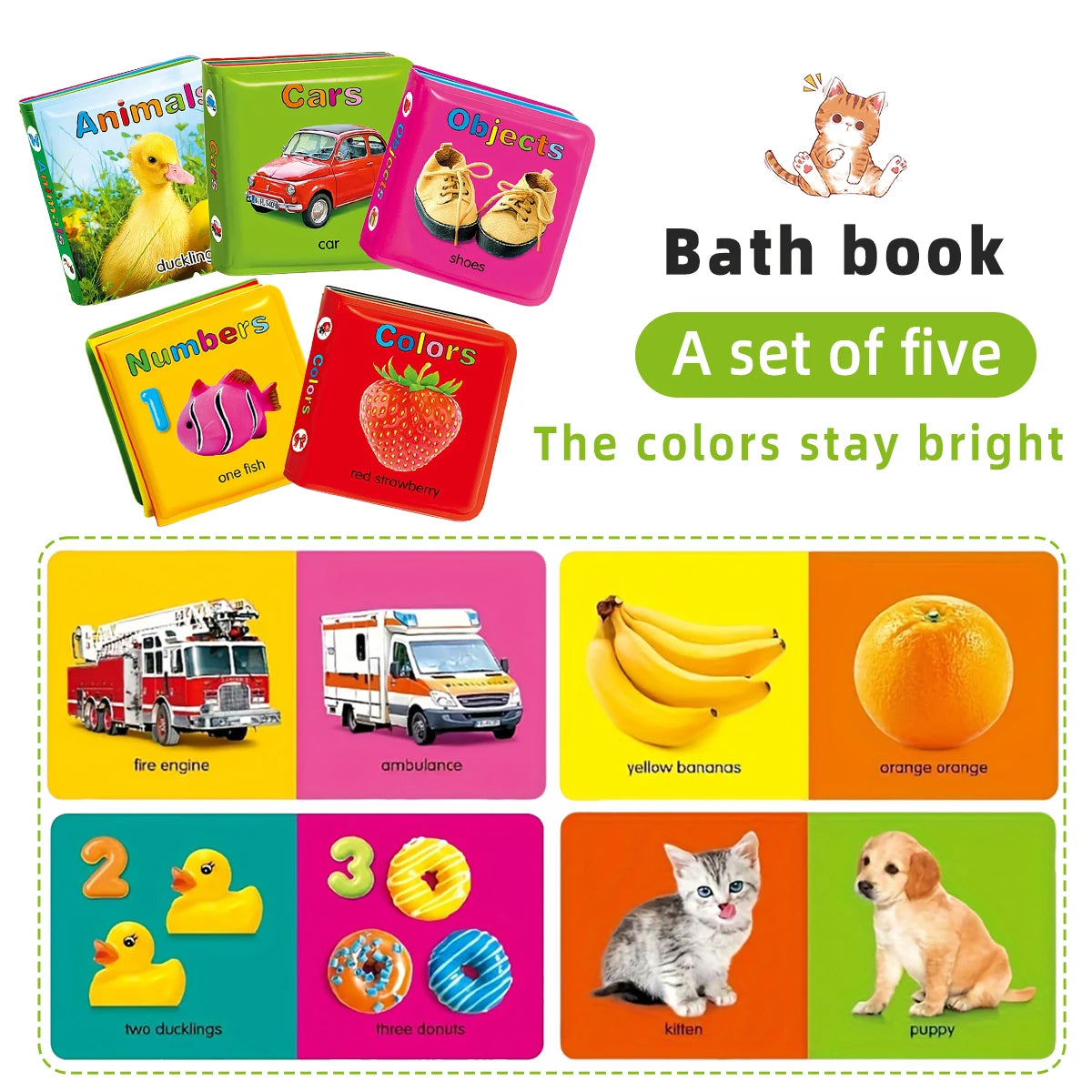 Floating Baby Bath Books for Baby Kids Learning Bath Toy Waterproof