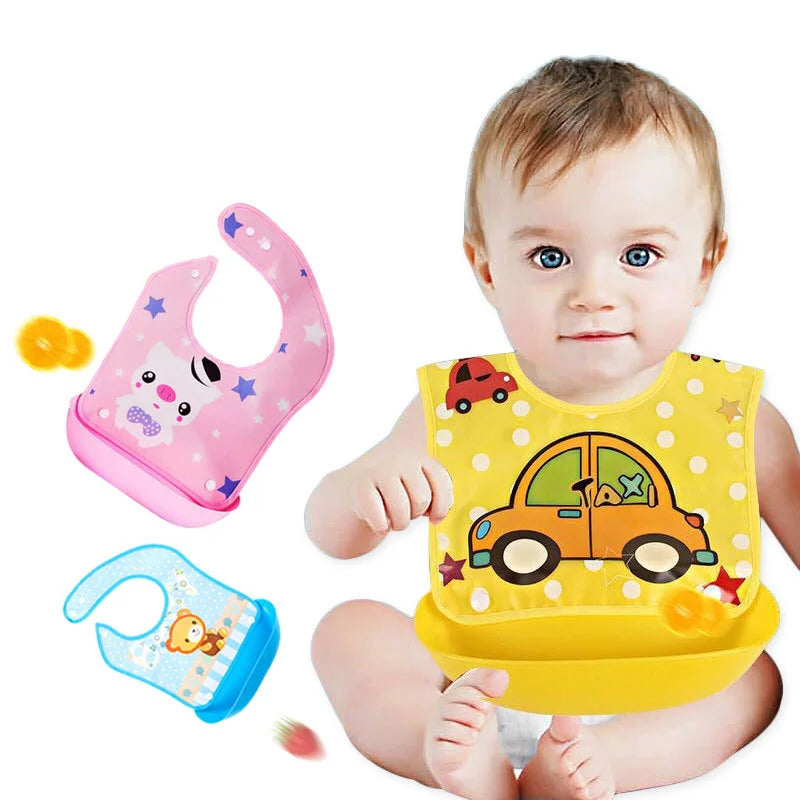 Kids Waterproof Baby Bibs Baby Cartoon Printed Kids Bib Adjustable