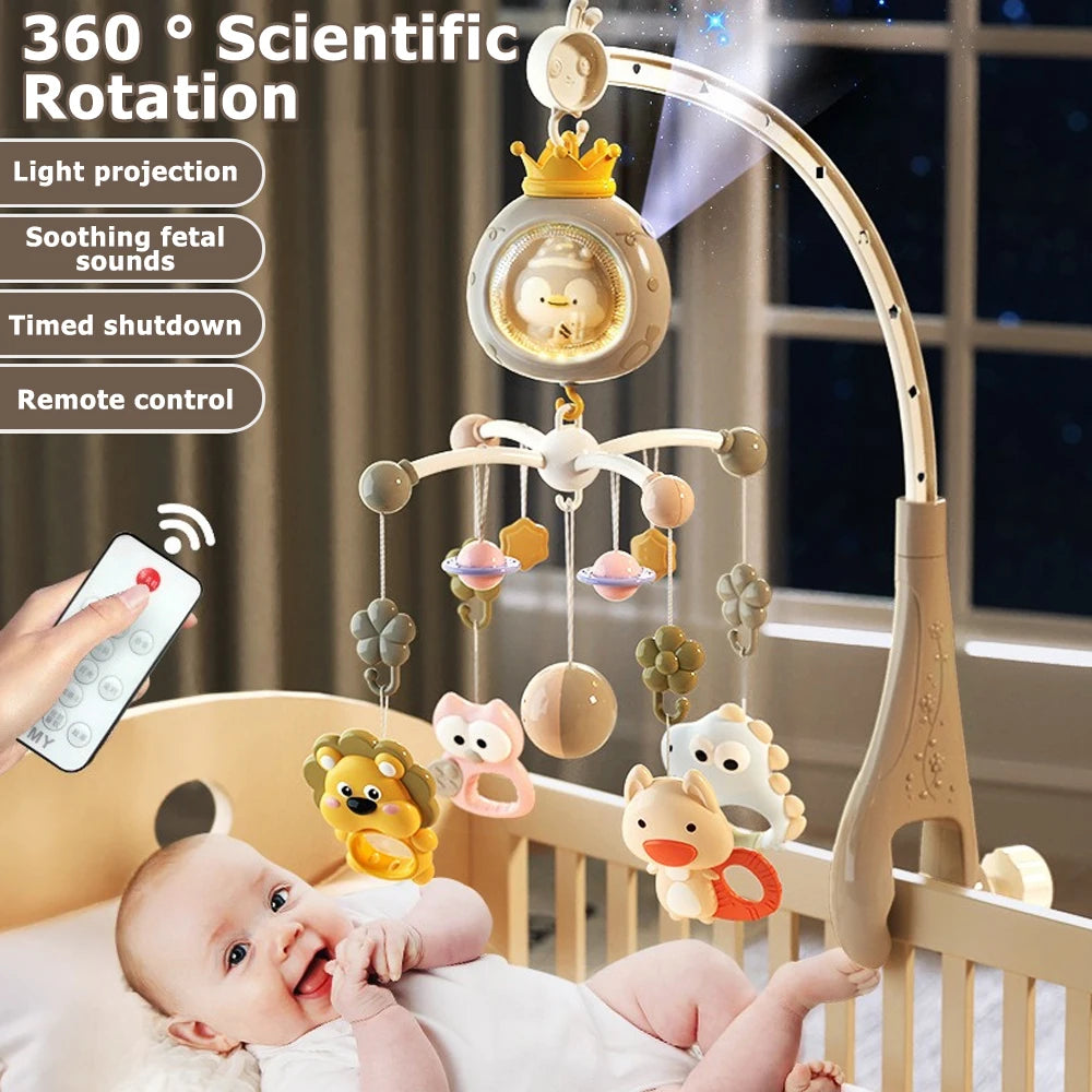 Baby Crib Mobile with Projector and Night Light Remote Control
