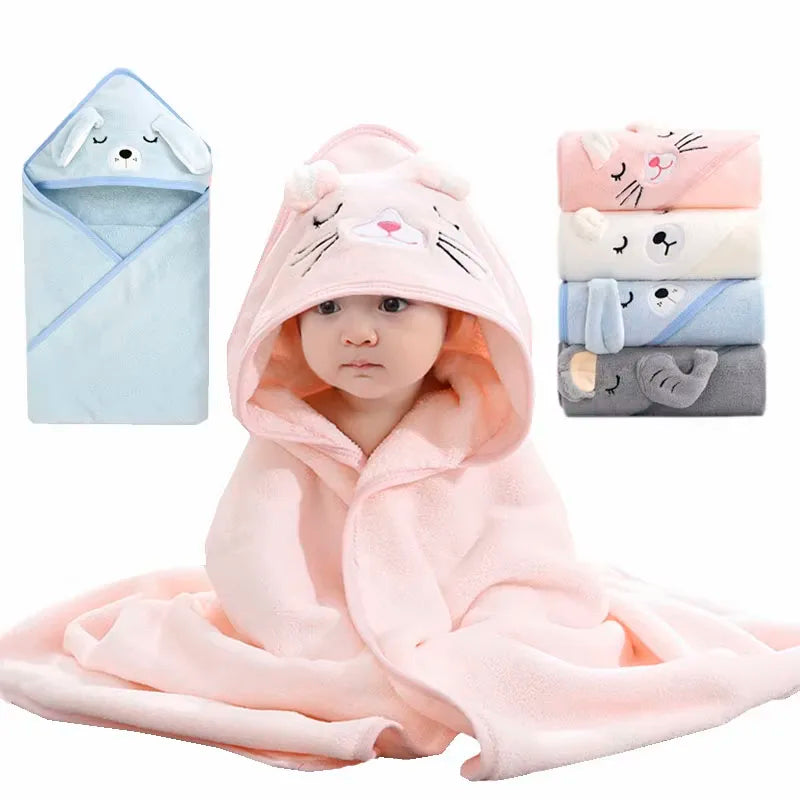 Poncho Bath Towel, Soft Newborn Bathrobe, Baby Cartoon Towel, Absorbent