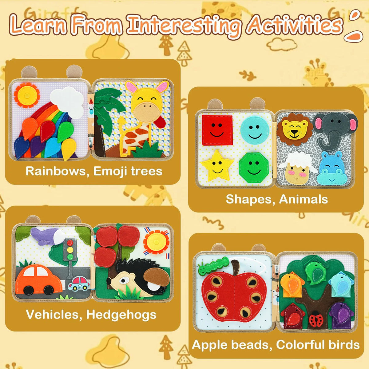 Montessori Toy Busy Board Giraffe Busy Book Preschool Learning