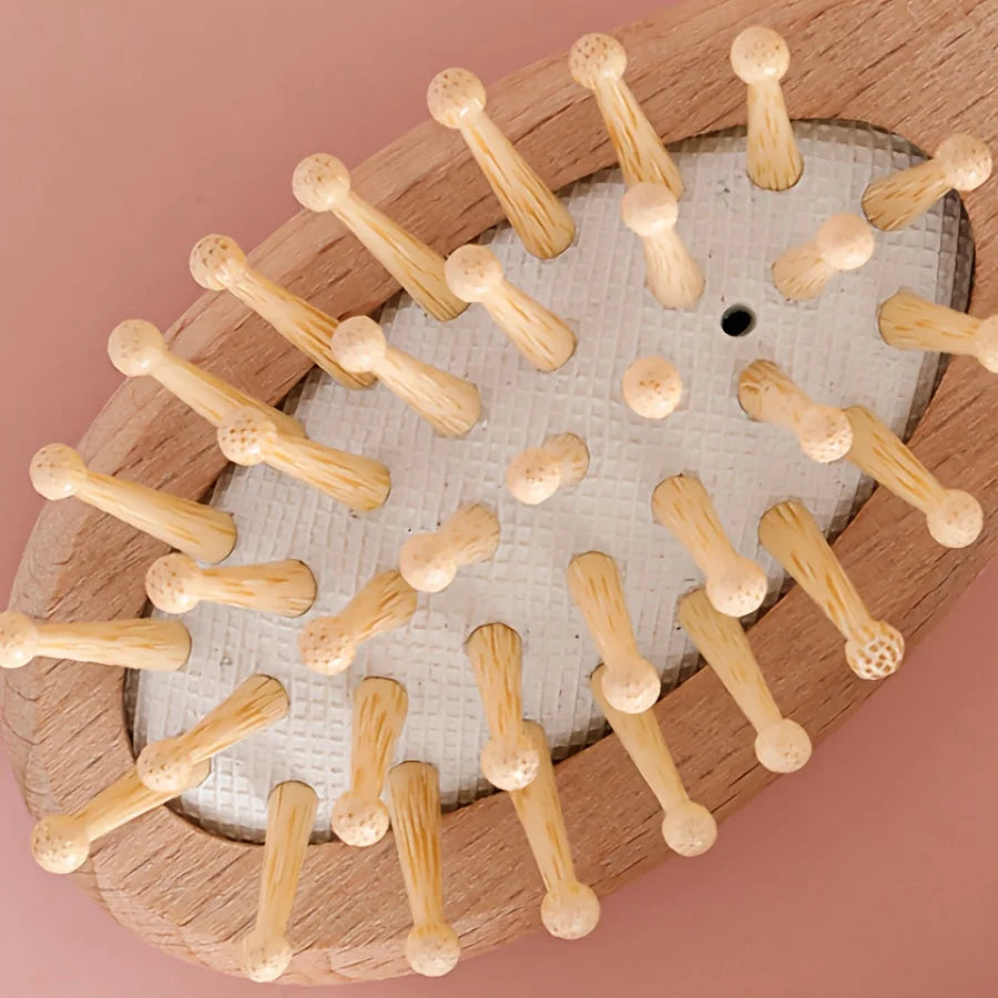 4/ Baby Care Set - Newborn Scalp Cleaning Soft Brush Beechwood Bath