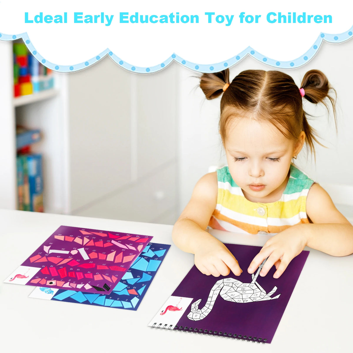 1PCS Sticker Book Crafts Ages 4-8, Sticker by Number for brain