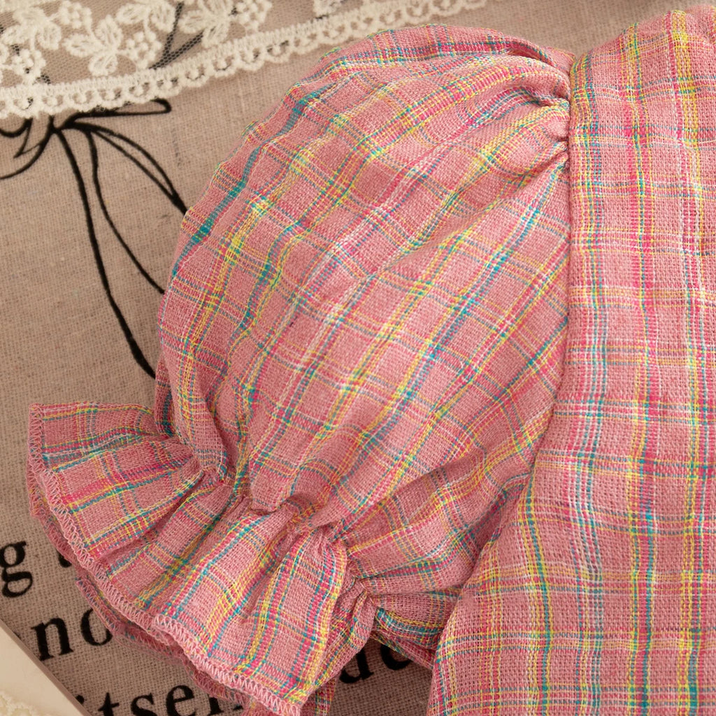 Girls Casual Clothes Outing Summer Baby Girl Colorful Plaid Cotton Set