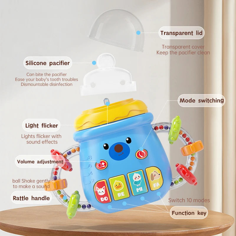 Baby Musical Pacifier Rattle Toy Early Educational Feeding Bottle