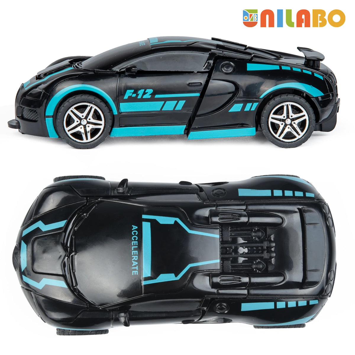 Transformable Robot Sports Car Toy, No Batteries, Educational Kids,