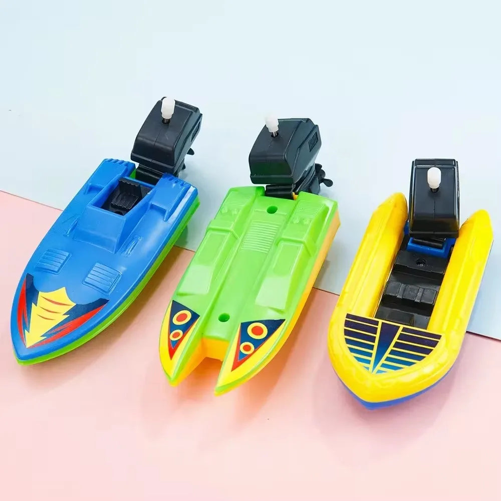 1pc Speed Boat Clockwork Toy Ship Wind Up Toy Float In Water Kids Toy