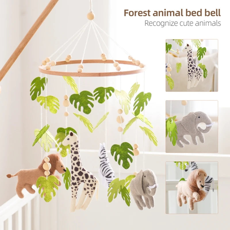 Baby Crib Mobile Rattle Toy For Cartoon Felt Forest Animal Bed Bell