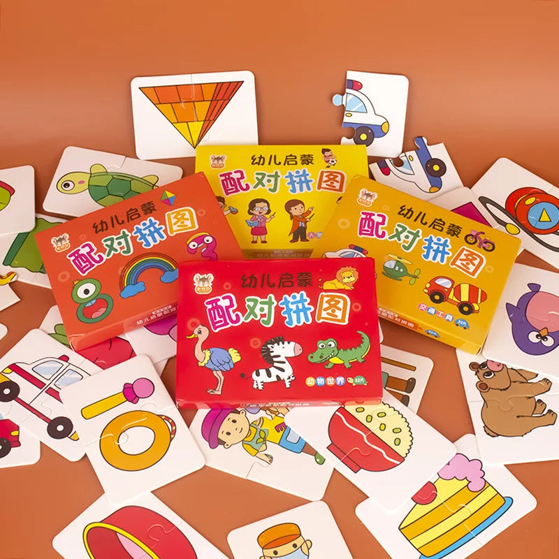 32 Pcs Enlightenment Card Matching Puzzle Early Education Cartoon