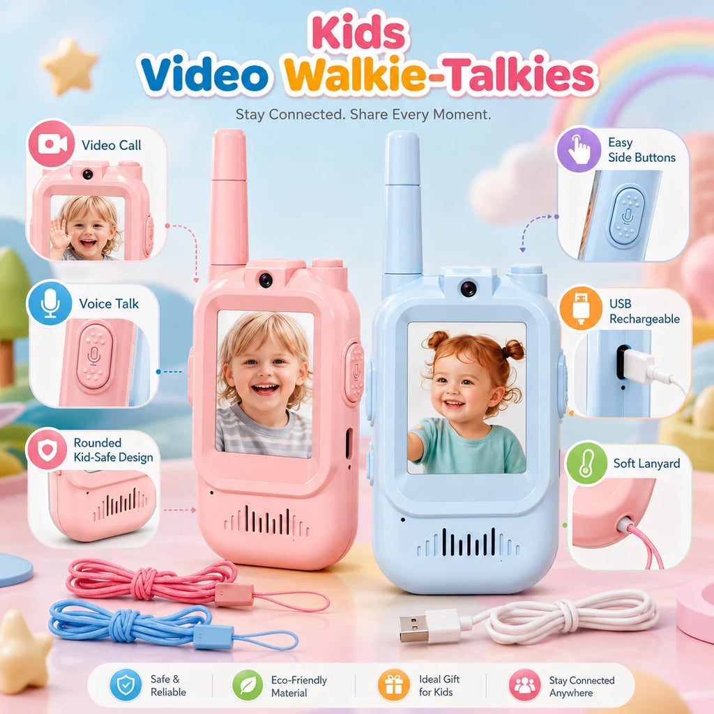 2PCS Kids Video Walkie Talkies USB Charging Indoor and Outdoor High