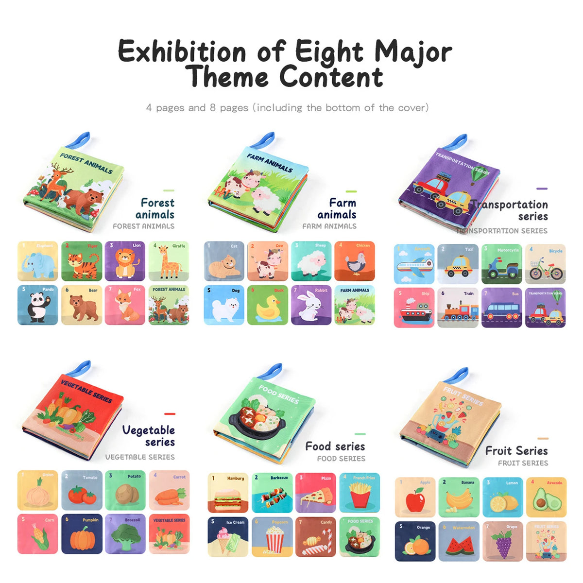Soft Baby Books Toy Montessori 3D Touch Feel High Contrast Cloth Book