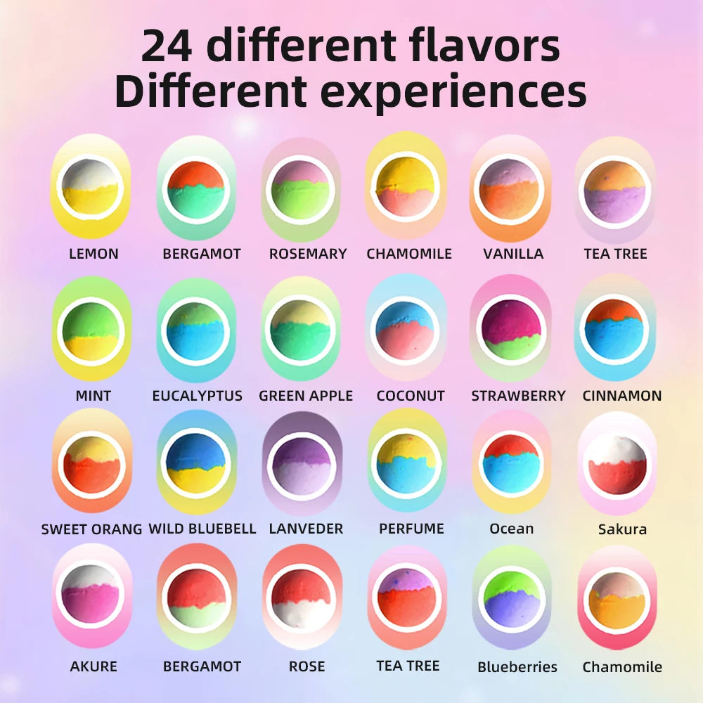 Bath Bombs with Surprise Inside, 24 Pack Kids Bath Bombs Set, Natural