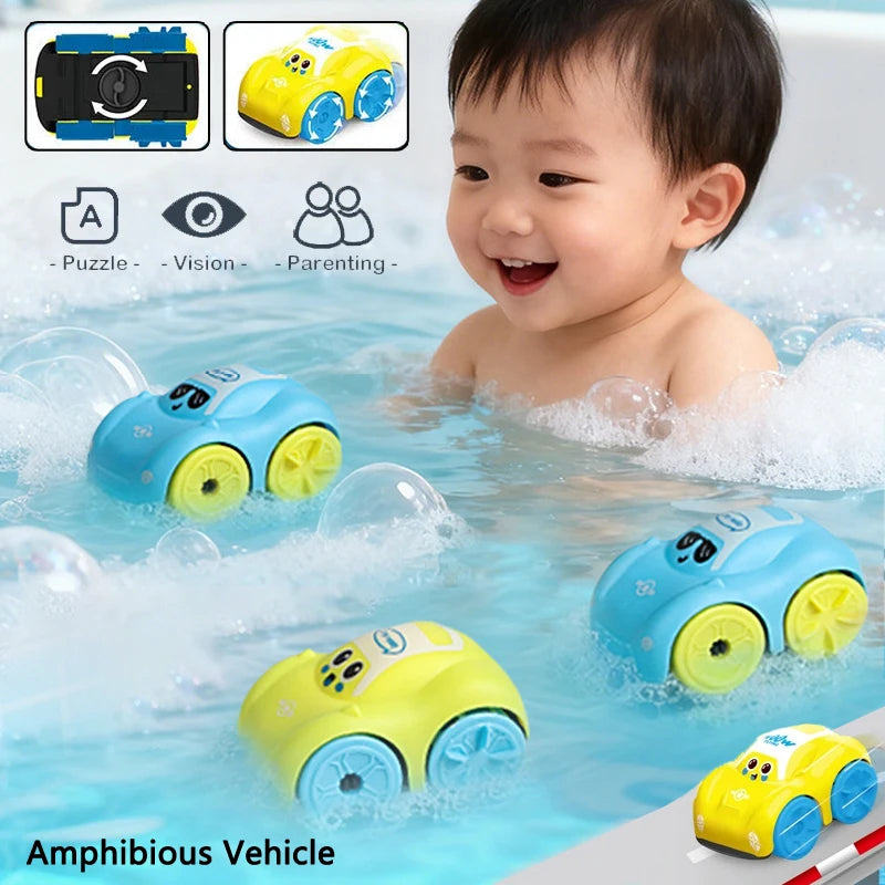 Baby Bath Toy Amphibious Cars Bathroom Floating Clockwork Toy Car
