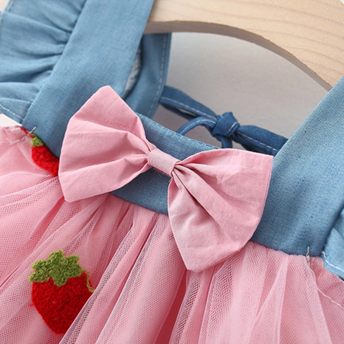Baby Girl Dress Summer Cherry Mesh Girl's Dress Cute Beach Baby Dress