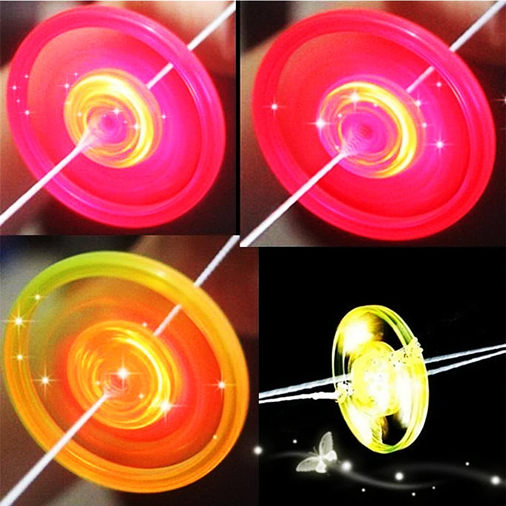 6 Pcs Fun Hand Pulled LED Light Up Flywheel Toy Children's Day Party