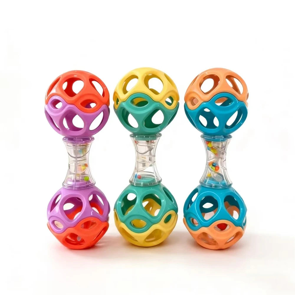 Baby Teething & Grasping Toy Soft Rubber Rattle Ball for Sensory