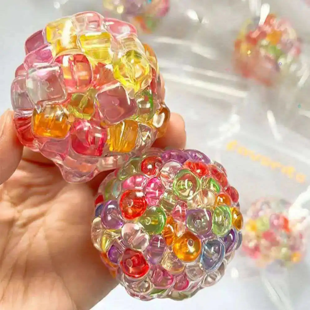 Fidget Ice Cube Colored Beads Squeeze Squishy Balls Hand Exercise