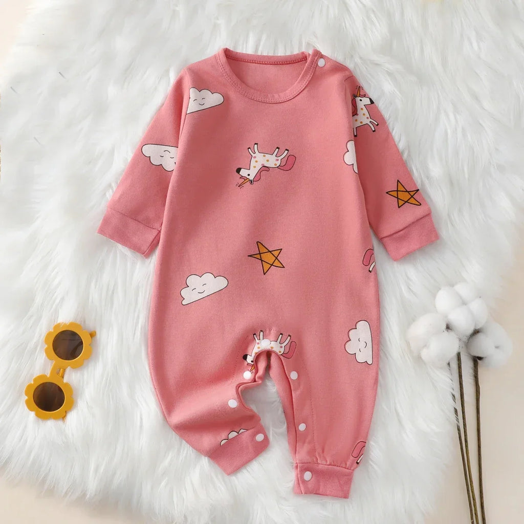 Newborn Baby Romper Autumn 100% Cotton Girl Boy Cute Spring Long Sleeve