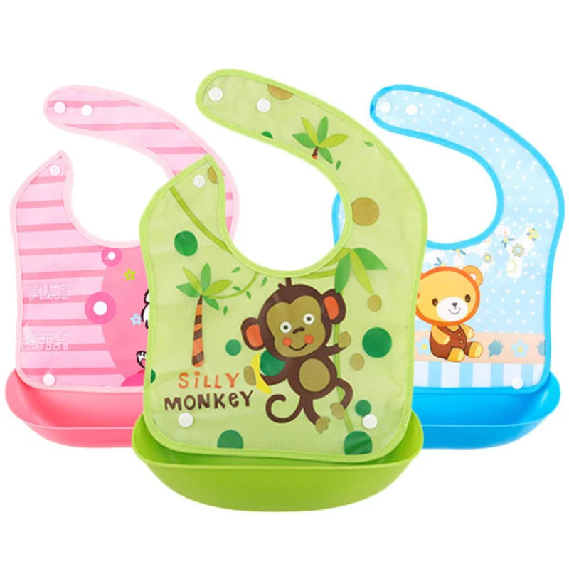 Kids Waterproof Baby Bibs Baby Cartoon Printed Kids Bib Adjustable