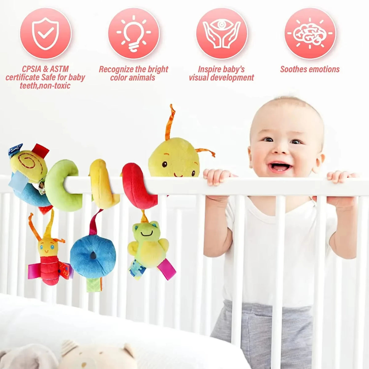 Baby Crib Hanging Rattles Toy Car Seat Toy Soft Mobiles Stroller Crib