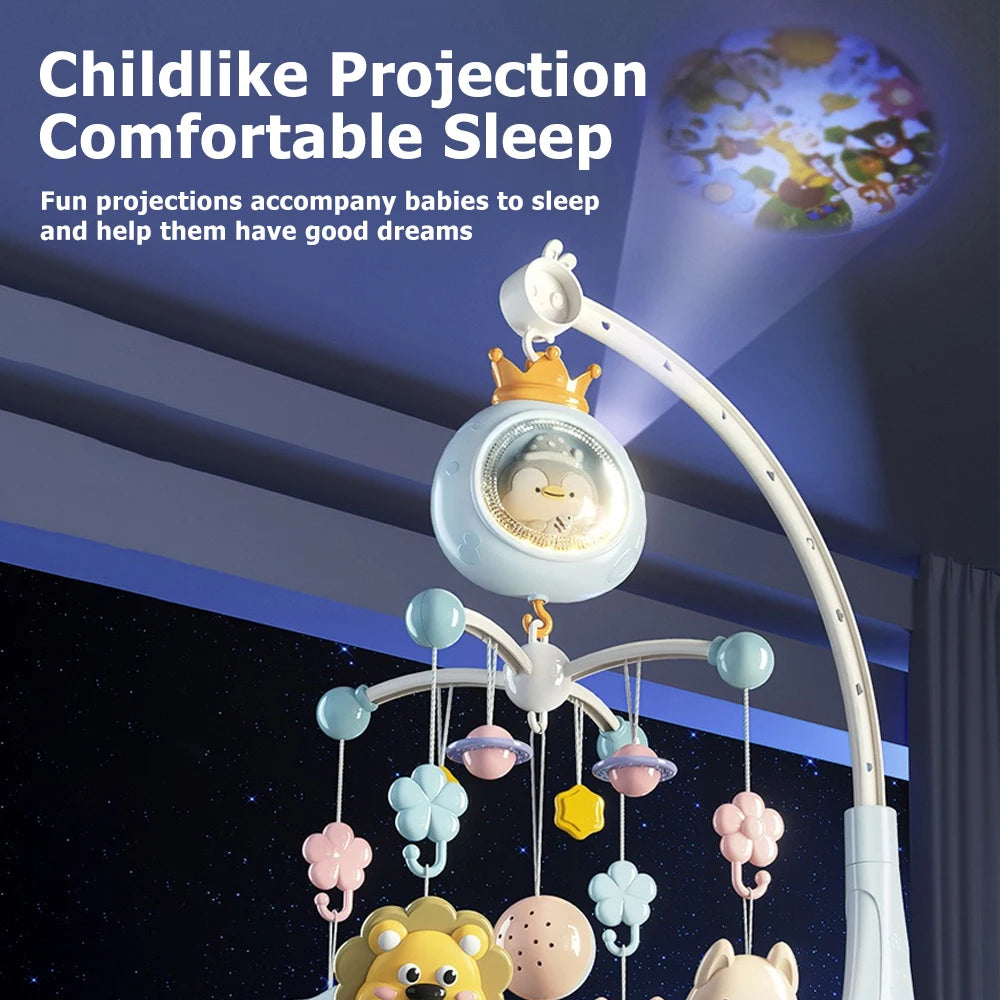 Baby Crib Mobile with Projector and Night Light Remote Control