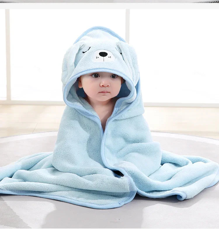 Poncho Bath Towel, Soft Newborn Bathrobe, Baby Cartoon Towel, Absorbent
