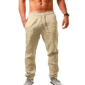 2025 summer men's cotton and linen oversized wide leg pants, men's artistic style elastic waist solid color casual loose pants