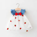 Baby Girl Dress Summer Cherry Mesh Girl's Dress Cute Beach Baby Dress